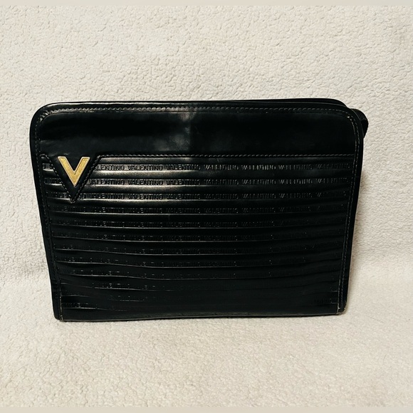 Mario Valentino Monogram Black Leather Clutch - Picture 1 of 13